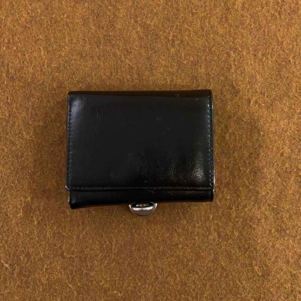 Unbranded Unisex OS Black Faux Leather Trifold Compact Wallet New